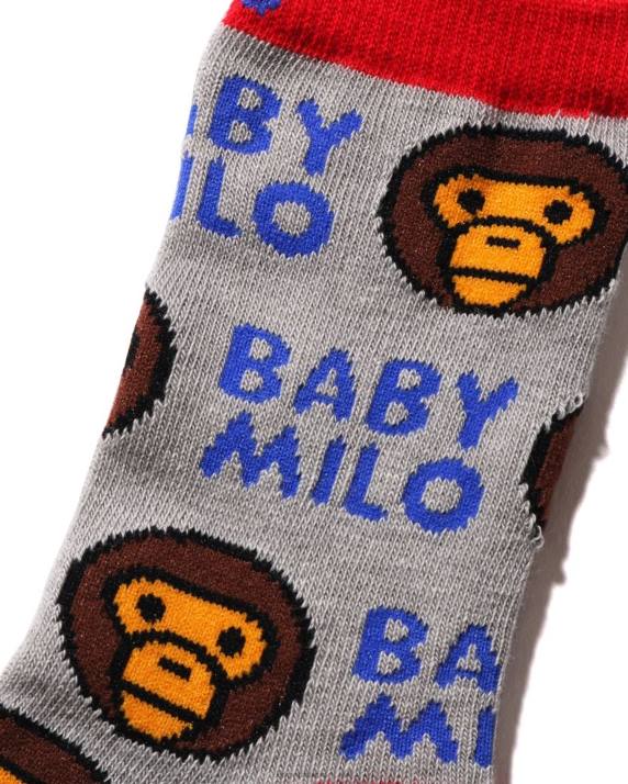A Bathing Ape børn baby milo mønster sokker HH6J1531 grå