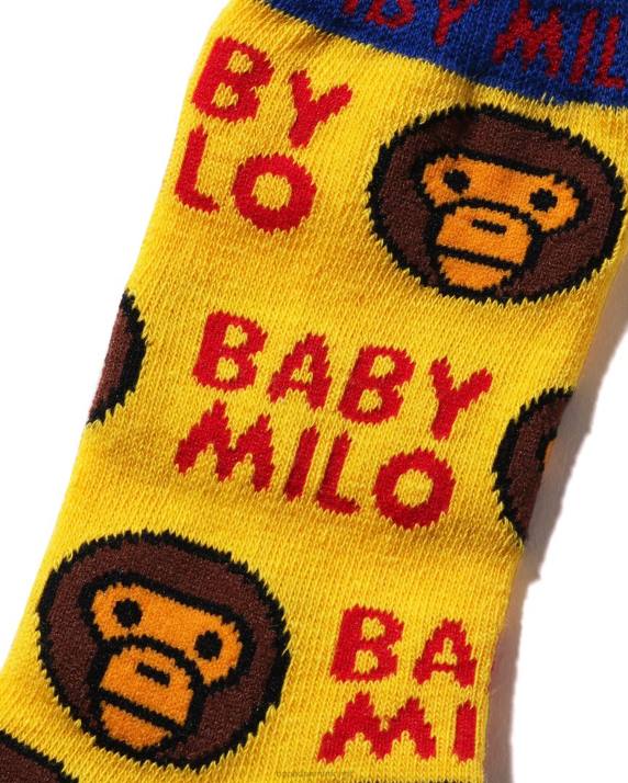 A Bathing Ape børn baby milo mønster sokker HH6J1533 gul