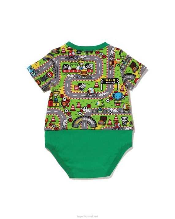 A Bathing Ape børn baby milo racing bodysuit HH6J1611 smaragd