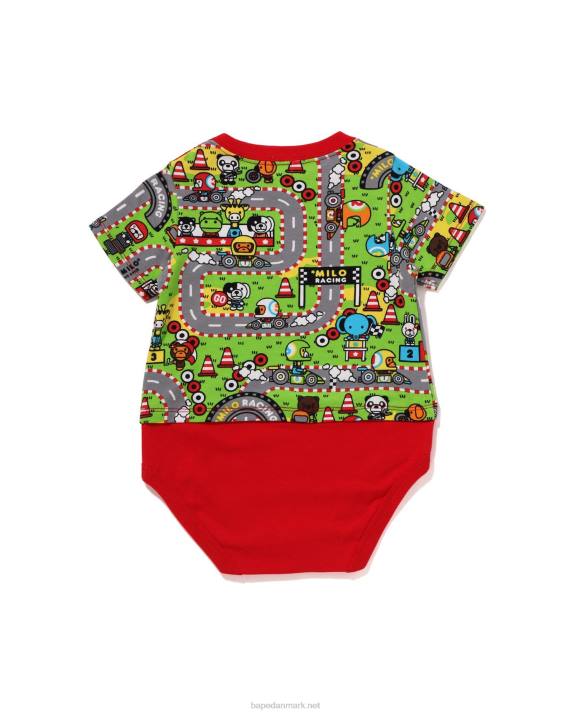 A Bathing Ape børn baby milo racing bodysuit HH6J1612 knaldrød