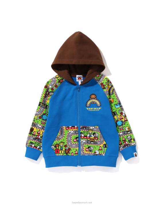 A Bathing Ape børn baby milo racing milo face hættetrøje HH6J1727 blå