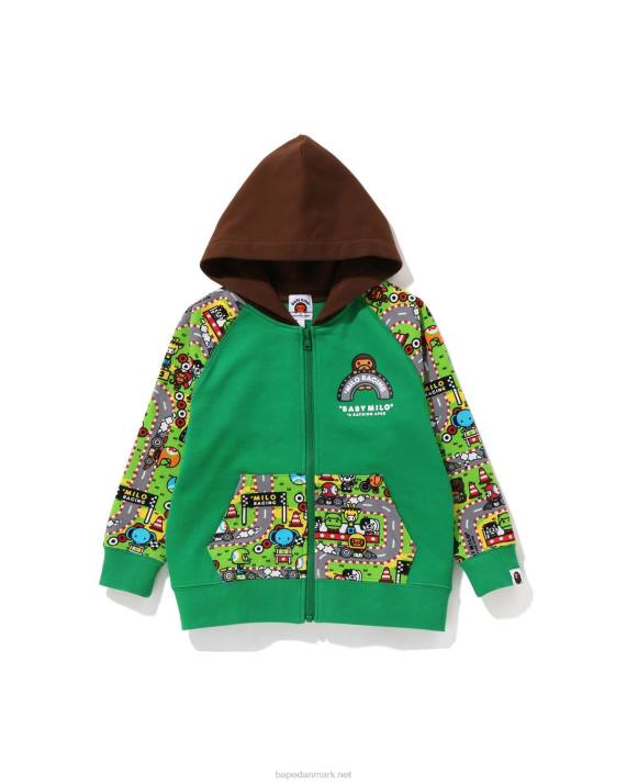 A Bathing Ape børn baby milo racing milo face hættetrøje HH6J1728 påfuglegrøn