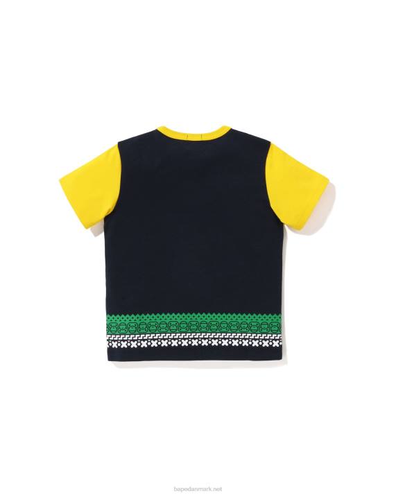 A Bathing Ape børn baby milo t-shirt med nordisk print HH6J1475 Marine blå