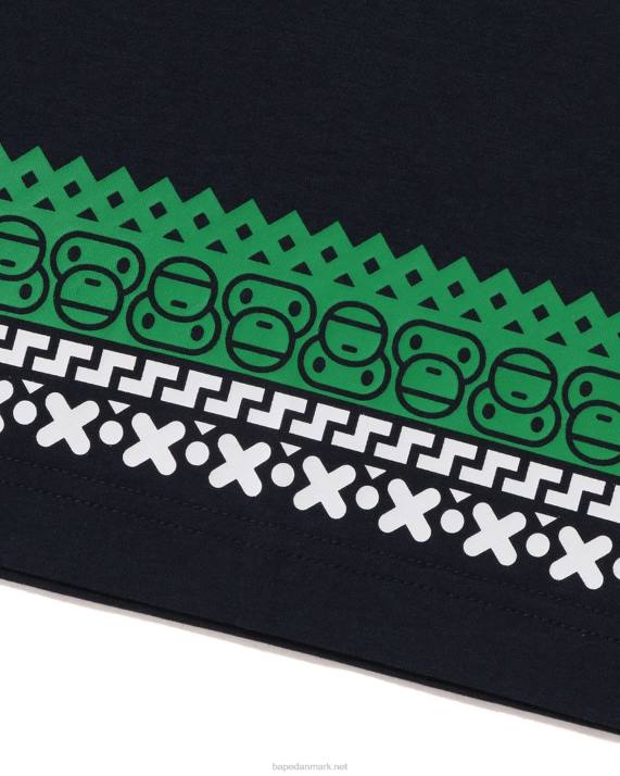 A Bathing Ape børn baby milo t-shirt med nordisk print HH6J1475 Marine blå