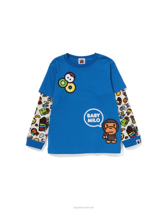 A Bathing Ape børn baby milo t-shirt med ærmer med blandet frugt HH6J1452 blå