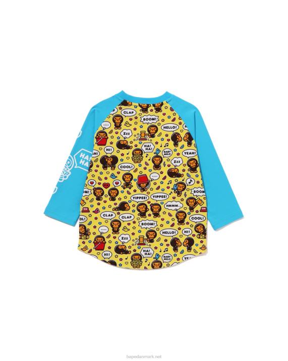 A Bathing Ape børn baby milo taleballon raglan t-shirt med 3/4 ærmer HH6J1529 blå