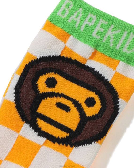 A Bathing Ape børn baby milo ternede flagstrømper HH6J1742 orange