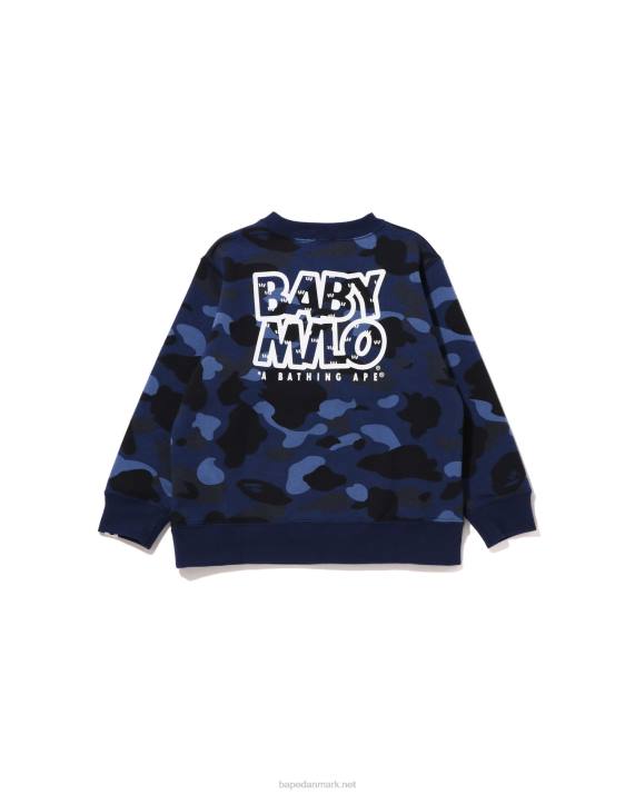 A Bathing Ape børn farve camo baby milo camp crewneck HH6J1471 Marine blå