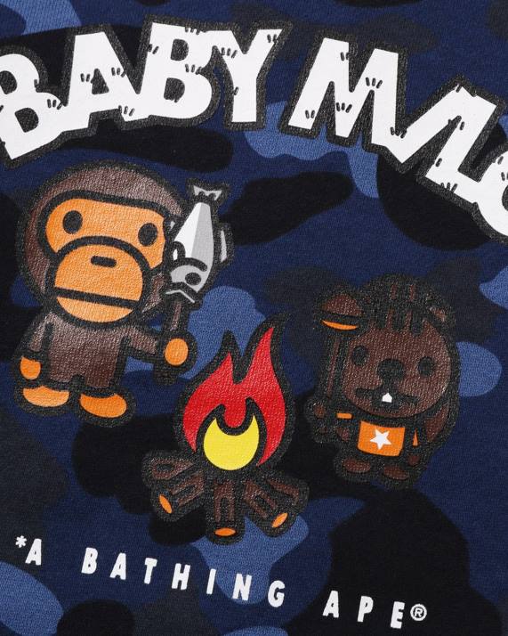 A Bathing Ape børn farve camo baby milo camp crewneck HH6J1471 Marine blå