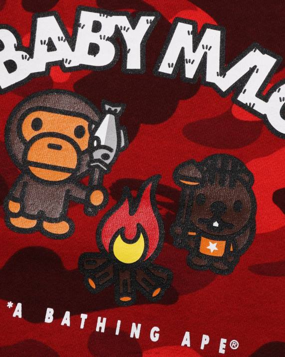 A Bathing Ape børn farve camo baby milo camp crewneck HH6J1473 knaldrød