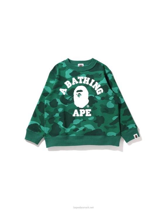 A Bathing Ape børn farve camo college crewneck HH6J1644 smaragd