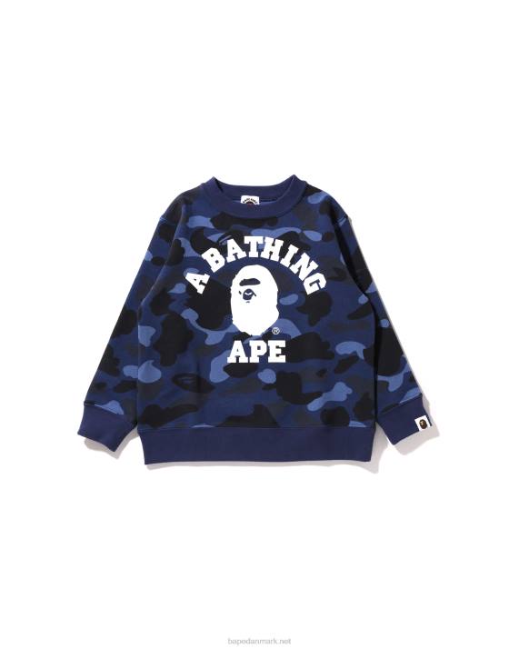 A Bathing Ape børn farve camo college crewneck HH6J1645 Marine blå