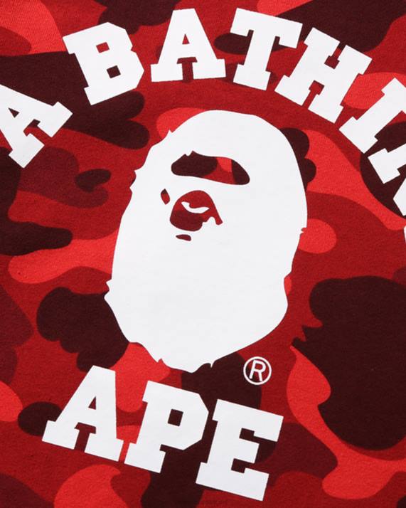 A Bathing Ape børn farve camo college crewneck HH6J1647 knaldrød