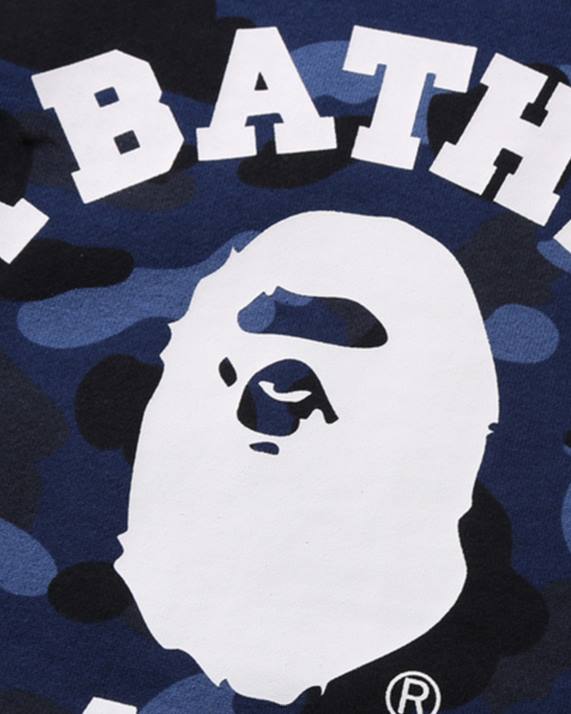 A Bathing Ape børn farve camo college crewneck jr HH6J1649 Marine blå