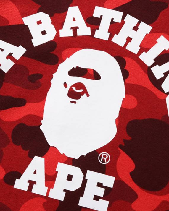 A Bathing Ape børn farve camo college crewneck jr HH6J1651 knaldrød