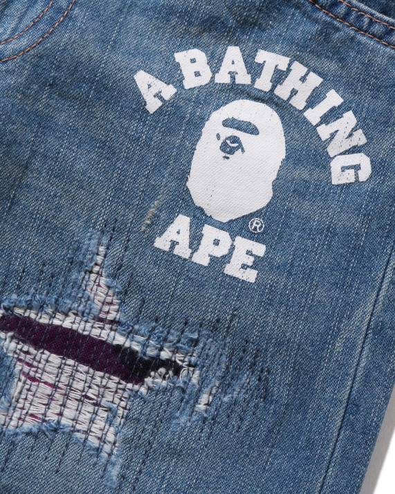 A Bathing Ape børn farve camo patched beskadigede denimbukser HH6J1630 denim