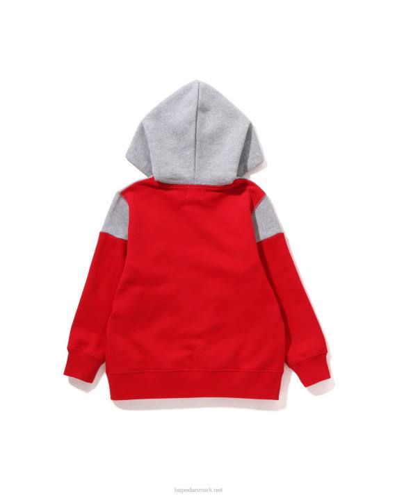 A Bathing Ape børn farveblok hættetrøje med lynlås HH6J1581 knaldrød