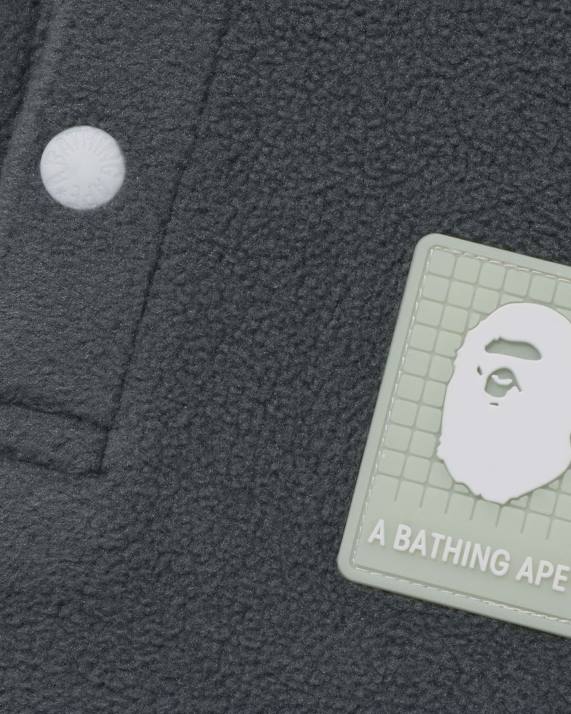 A Bathing Ape børn grid camo hættetrøje i fleece med halv trykknapper HH6J1490 grå