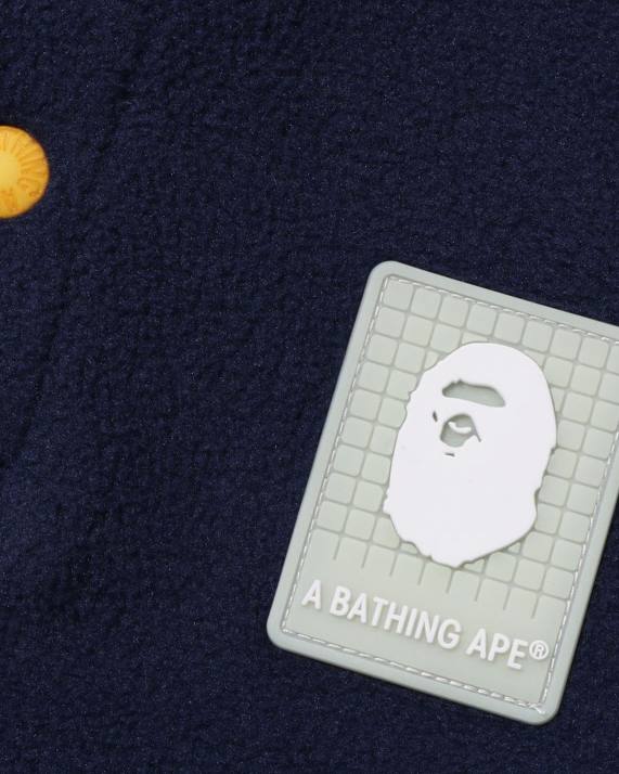 A Bathing Ape børn grid camo hættetrøje i fleece med halv trykknapper HH6J1491 Marine blå