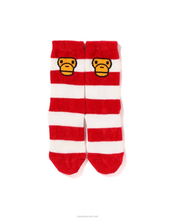 A Bathing Ape børn hoop baby milo face sokker HH6J1502 knaldrød