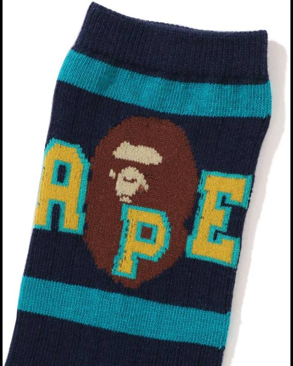 A Bathing Ape børn hovedlinje rib sokker HH6J1440 Marine blå