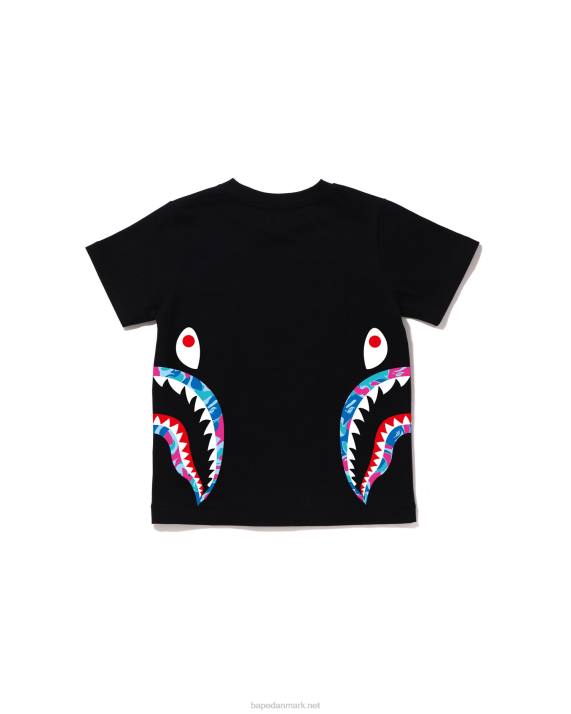 A Bathing Ape børn marmor camo side haj t-shirt HH6J1613 sort