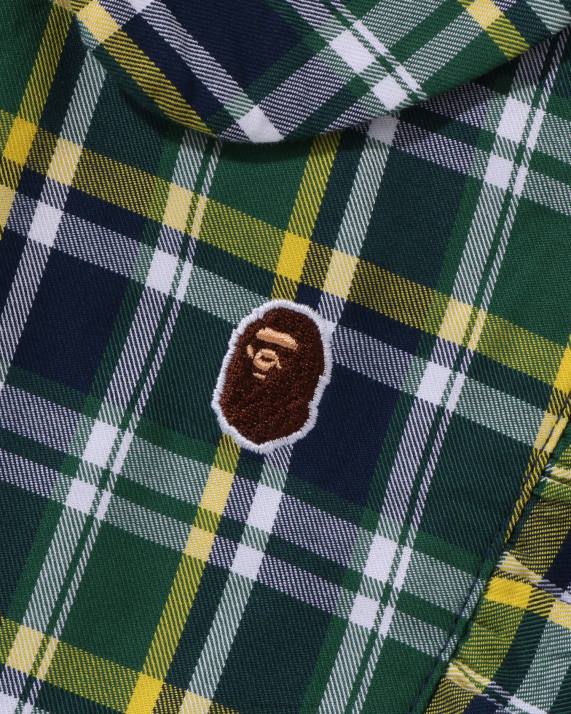 A Bathing Ape børn mini ternet rund krave onepiece HH6J1326 militærgrøn