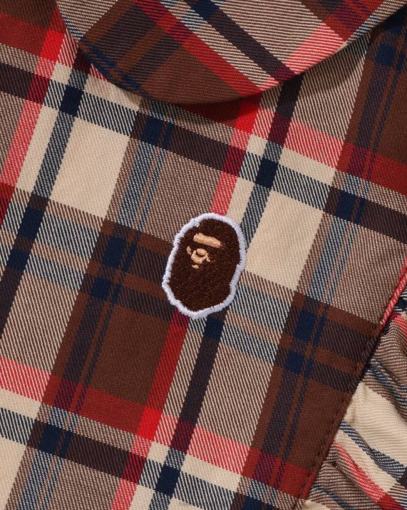 A Bathing Ape børn mini ternet rund krave onepiece HH6J1327 knaldrød