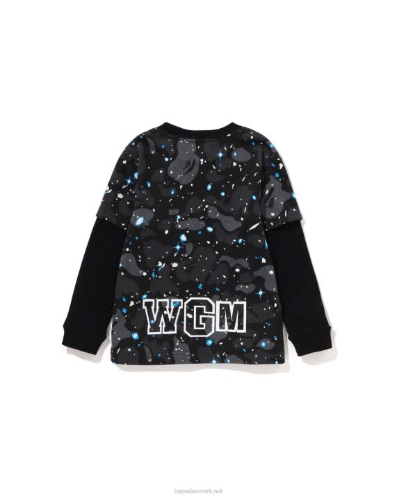 A Bathing Ape børn space camo haj lagdelt t-shirt HH6J1463 sort