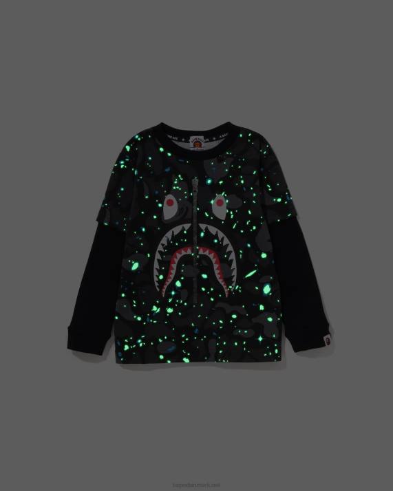 A Bathing Ape børn space camo haj lagdelt t-shirt HH6J1463 sort