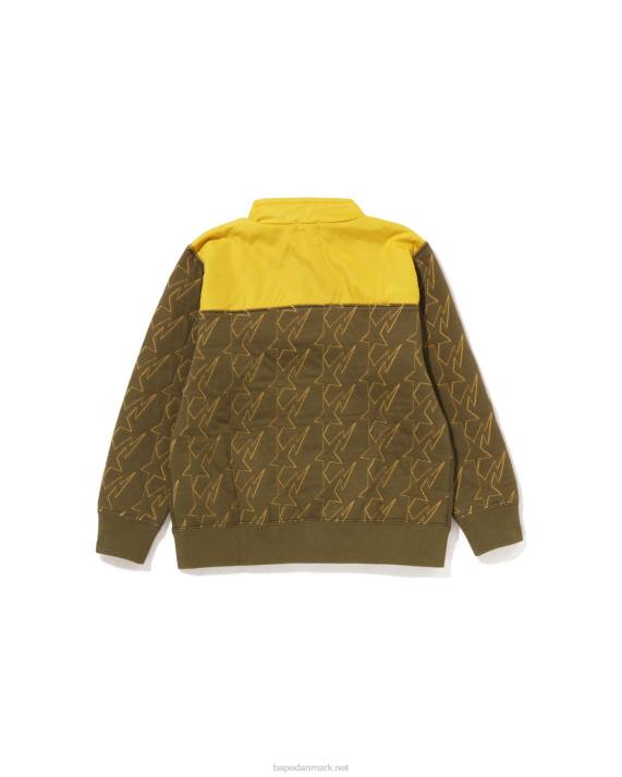 A Bathing Ape børn sta quiltende hoved halv snap sved HH6J1538 mørk kaki