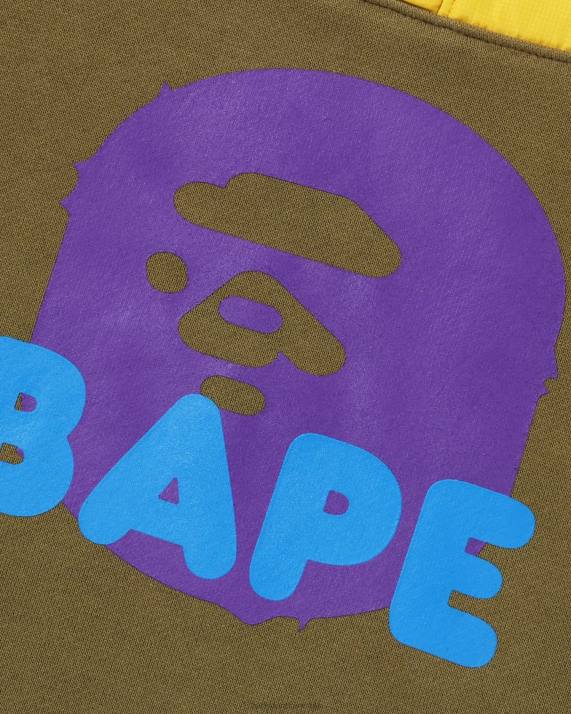 A Bathing Ape børn sta quiltende hoved halv snap sved HH6J1538 mørk kaki