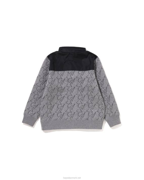 A Bathing Ape børn sta quiltende hoved halv snap sved HH6J1539 grå