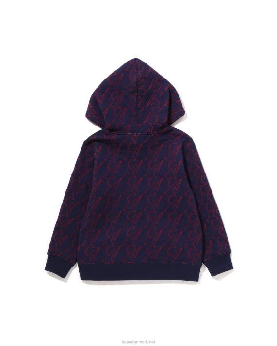 A Bathing Ape børn sta quiltende hættetrøje med lynlås HH6J1546 Marine blå