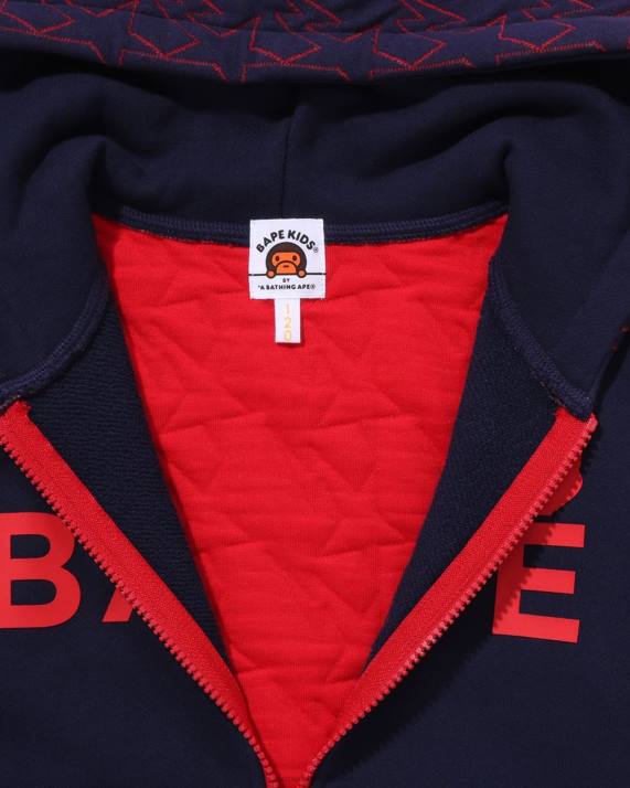 A Bathing Ape børn sta quiltende hættetrøje med lynlås HH6J1546 Marine blå