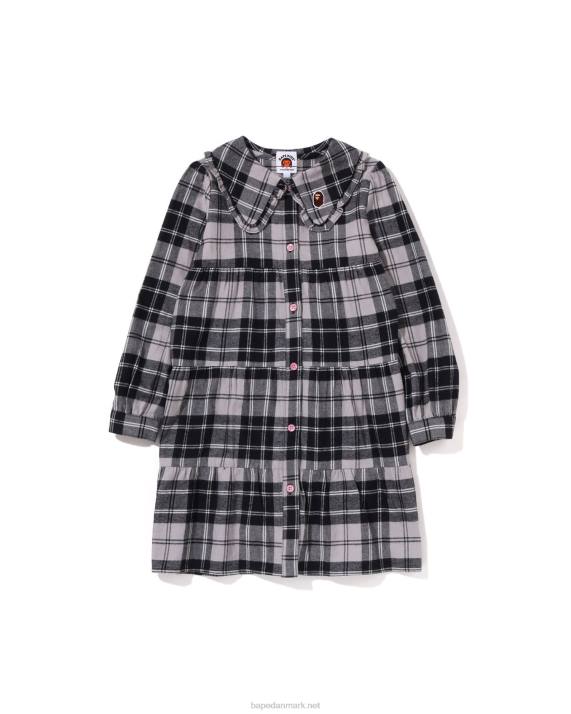 A Bathing Ape børn tjek stor krave onepiece HH6J1524 grå