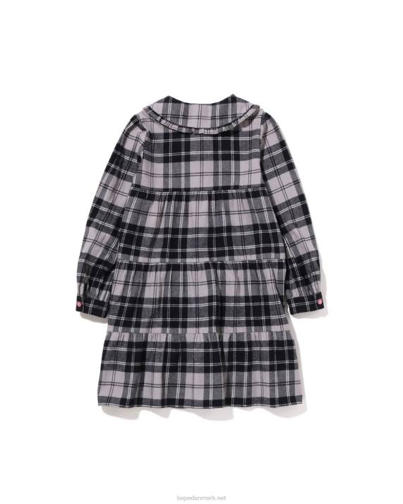 A Bathing Ape børn tjek stor krave onepiece HH6J1524 grå