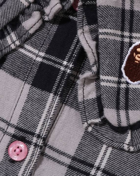 A Bathing Ape børn tjek stor krave onepiece HH6J1524 grå