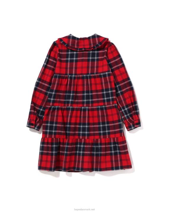 A Bathing Ape børn tjek stor krave onepiece HH6J1525 knaldrød