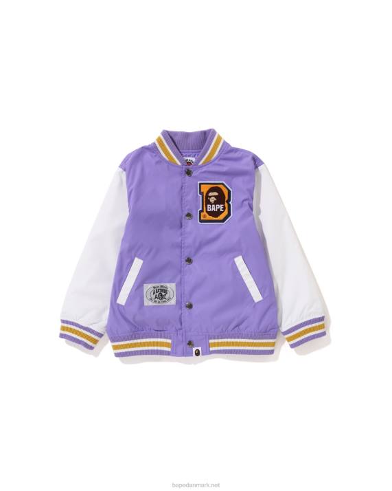 A Bathing Ape børn varsity jakke med head b patch HH6J1448 lilla