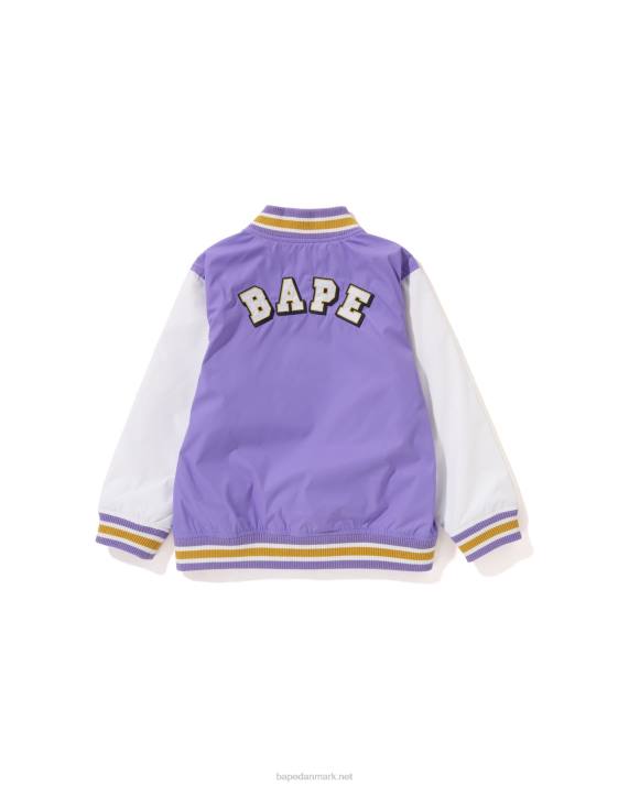 A Bathing Ape børn varsity jakke med head b patch HH6J1448 lilla
