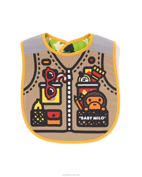 A Bathing Ape børn woodland camo baby milo fiskevest print vendbar hagesmæk HH6J1380 beige