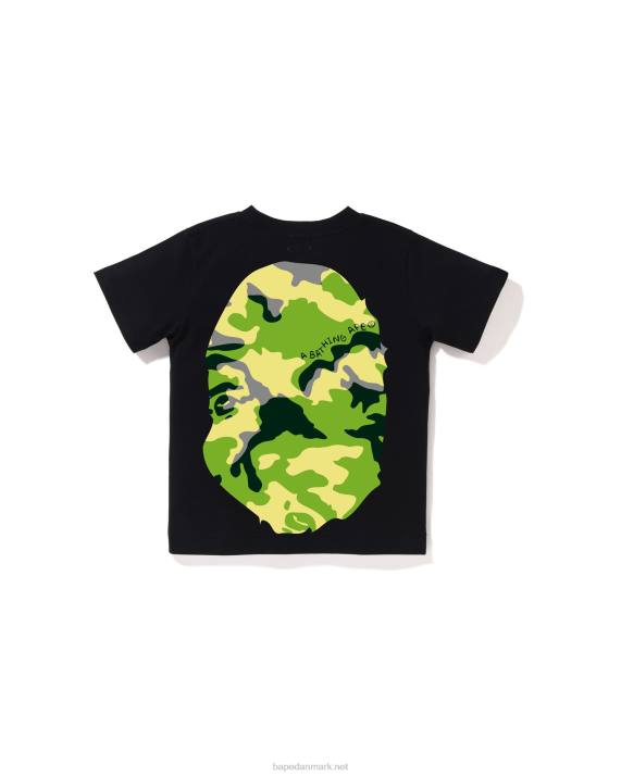 A Bathing Ape børn woodland camo t-shirt med stort hoved HH6J1385 sort