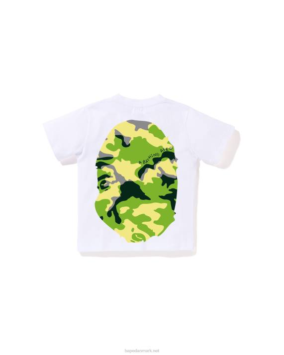 A Bathing Ape børn woodland camo t-shirt med stort hoved HH6J1386 hvid