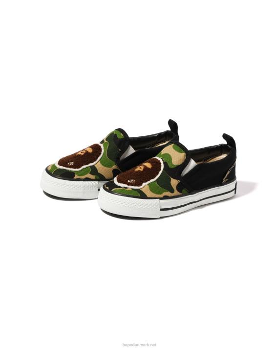A Bathing Ape børn abc camo hoved patch slip ons HH6J1618 militærgrøn