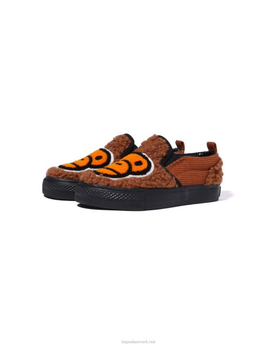 A Bathing Ape børn baby milo boa slip ons HH6J1522 Brun