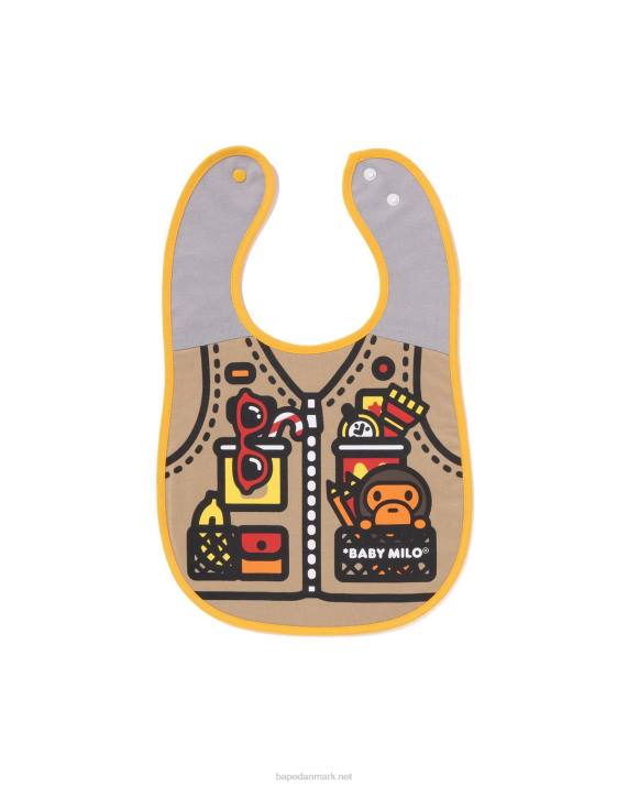 A Bathing Ape børn woodland camo baby milo fiskevest print vendbar hagesmæk HH6J1380 beige