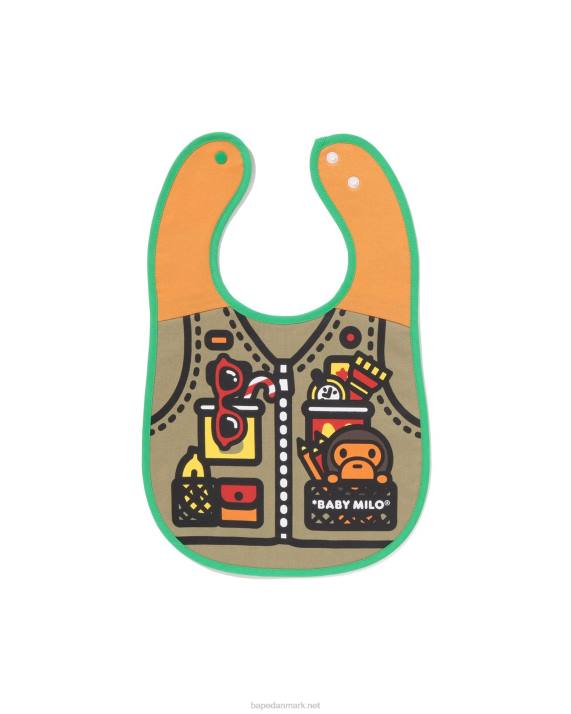 A Bathing Ape børn woodland camo baby milo fiskevest print vendbar hagesmæk HH6J1381 militærgrøn