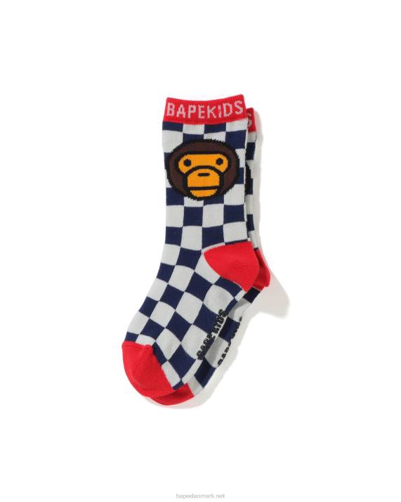 A Bathing Ape børn baby milo ternede flagstrømper HH6J1741 Marine blå
