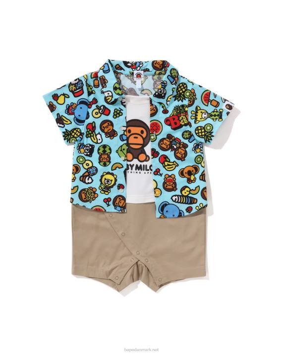 A Bathing Ape børn baby milo blandet frugt skjorte lagdelte bukser HH6J1312 lyseblå